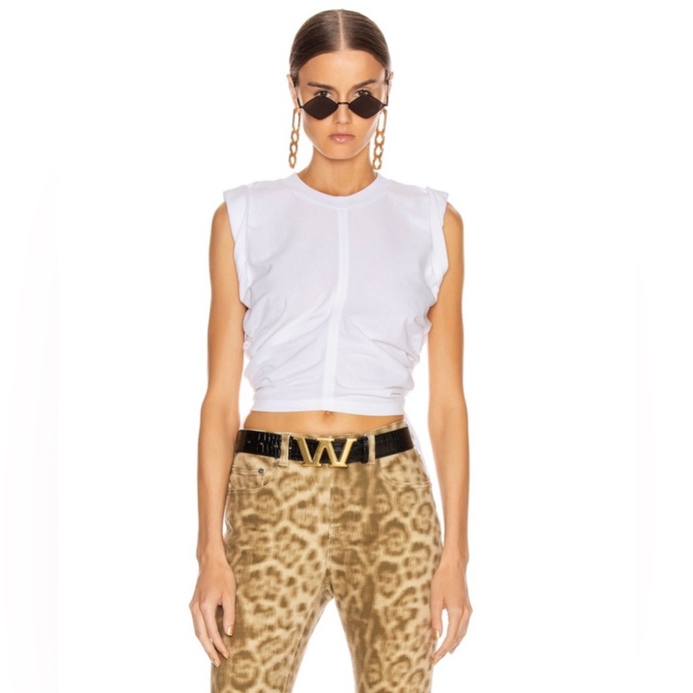 T BY ALEXANDER WANG High-Twist Jersey Crop Top w/ Side Ties - S